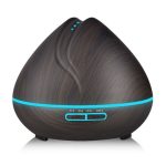 Peach Shape Wood Grain Remote Control Ultrasonic Humidifier Aromatherapy Machine Automatic Alcohol Sprayer with LED Lights, Capacity: 400mL, AU Plug (Dark Wood Color) - Image 2