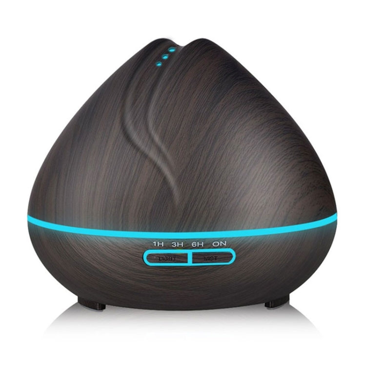 HC9140BC_1 Peach Shape Wood Grain Remote Control Ultrasonic Humidifier Aromatherapy Machine Automatic Alcohol Sprayer with LED Lights, Capacity: 400mL, AU Plug (Dark Wood Color) - Image 2
