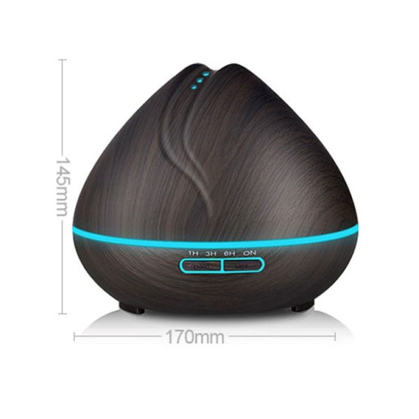 Peach Shape Wood Grain Remote Control Ultrasonic Humidifier Aromatherapy Machine Automatic Alcohol Sprayer with LED Lights, Capacity: 400mL, AU Plug (Dark Wood Color) - Image 3