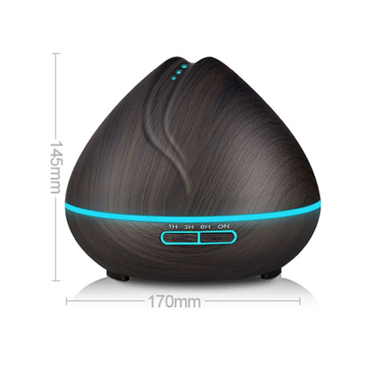 HC9140BC_2 Peach Shape Wood Grain Remote Control Ultrasonic Humidifier Aromatherapy Machine Automatic Alcohol Sprayer with LED Lights, Capacity: 400mL, AU Plug (Dark Wood Color) - Image 3