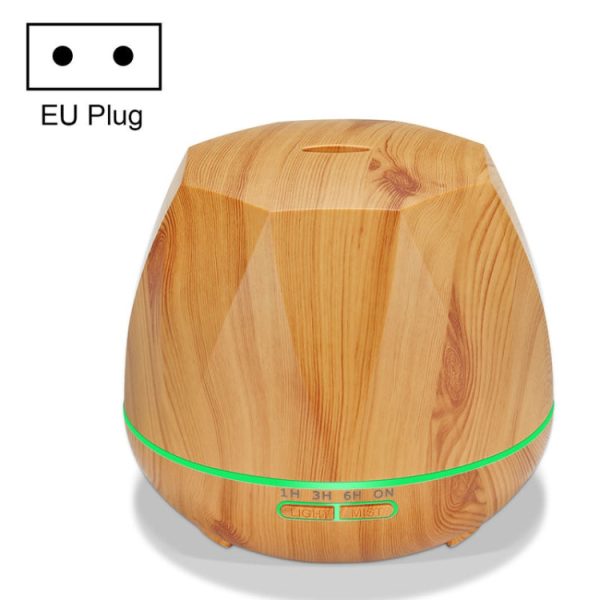 Diamond Wood Grain Remote Control Ultrasonic Humidifier Aromatherapy Machine Automatic Alcohol Sprayer with LED Lights, Capacity: 400mL, EU Plug (Light Wood Color) - Image 1