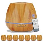 Diamond Wood Grain Remote Control Ultrasonic Humidifier Aromatherapy Machine Automatic Alcohol Sprayer with LED Lights, Capacity: 400mL, EU Plug (Light Wood Color) - Image 3