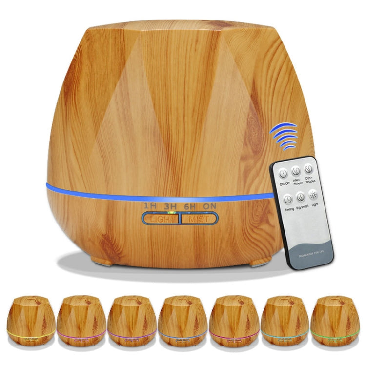 HC9141AB_2 Diamond Wood Grain Remote Control Ultrasonic Humidifier Aromatherapy Machine Automatic Alcohol Sprayer with LED Lights, Capacity: 400mL, EU Plug (Light Wood Color) - Image 3
