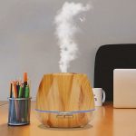 Diamond Wood Grain Remote Control Ultrasonic Humidifier Aromatherapy Machine Automatic Alcohol Sprayer with LED Lights, Capacity: 400mL, EU Plug (Light Wood Color) - Image 7