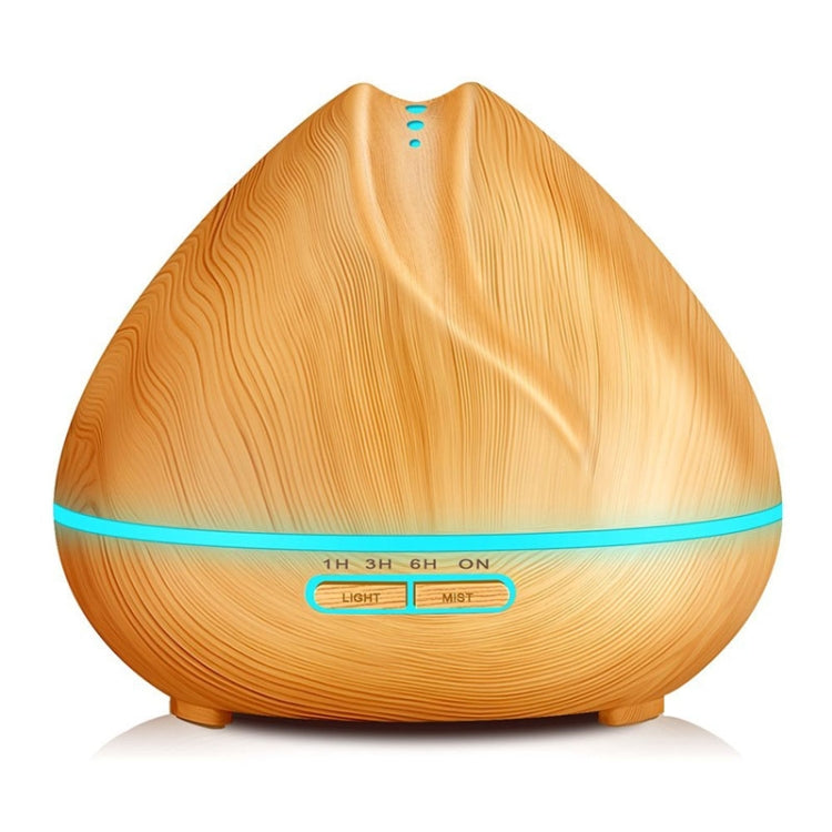 HC9141AD_1 Peach Shape Wood Grain Remote Control Ultrasonic Humidifier Aromatherapy Machine Automatic Alcohol Sprayer with LED Lights, Capacity: 400mL, EU Plug (Light Wood Color) - Image 2