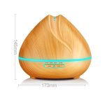 Peach Shape Wood Grain Remote Control Ultrasonic Humidifier Aromatherapy Machine Automatic Alcohol Sprayer with LED Lights, Capacity: 400mL, EU Plug (Light Wood Color) - Image 3