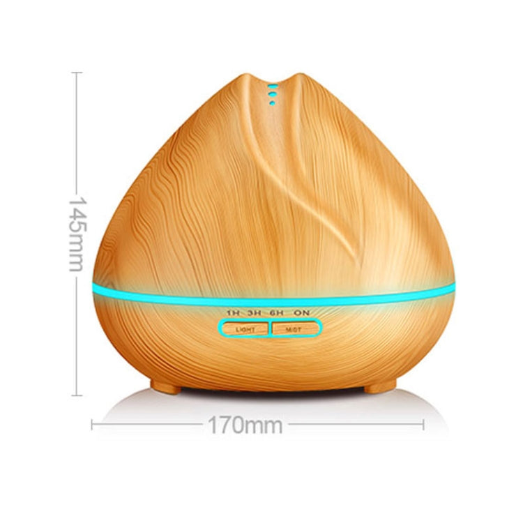 HC9141AD_2 Peach Shape Wood Grain Remote Control Ultrasonic Humidifier Aromatherapy Machine Automatic Alcohol Sprayer with LED Lights, Capacity: 400mL, EU Plug (Light Wood Color) - Image 3