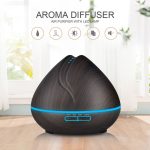 Peach Shape Wood Grain Remote Control Ultrasonic Humidifier Aromatherapy Machine Automatic Alcohol Sprayer with LED Lights, Capacity: 400mL, EU Plug (Light Wood Color) - Image 4