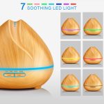Peach Shape Wood Grain Remote Control Ultrasonic Humidifier Aromatherapy Machine Automatic Alcohol Sprayer with LED Lights, Capacity: 400mL, EU Plug (Light Wood Color) - Image 5