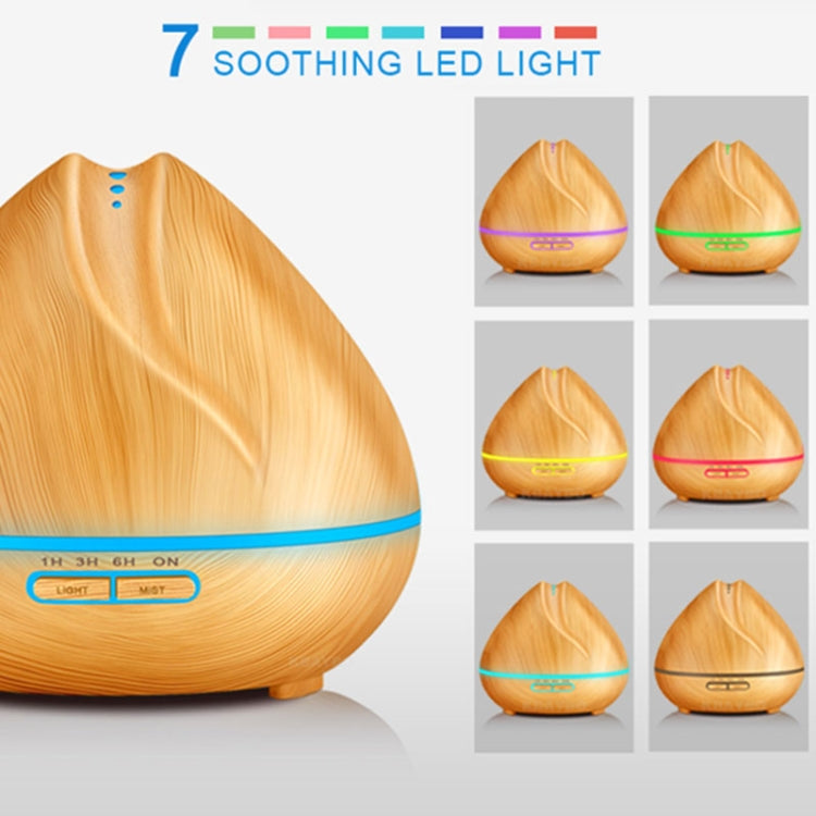 HC9141AD_4 Peach Shape Wood Grain Remote Control Ultrasonic Humidifier Aromatherapy Machine Automatic Alcohol Sprayer with LED Lights, Capacity: 400mL, EU Plug (Light Wood Color) - Image 5
