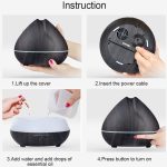 Peach Shape Wood Grain Remote Control Ultrasonic Humidifier Aromatherapy Machine Automatic Alcohol Sprayer with LED Lights, Capacity: 400mL, EU Plug (Light Wood Color) - Image 6