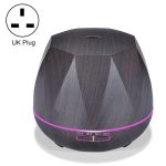 Diamond Wood Grain Remote Control Ultrasonic Humidifier Aromatherapy Machine Automatic Alcohol Sprayer with LED Lights, Capacity: 400mL, UK Plug (Dark Wood Color)