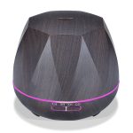 Diamond Wood Grain Remote Control Ultrasonic Humidifier Aromatherapy Machine Automatic Alcohol Sprayer with LED Lights, Capacity: 400mL, UK Plug (Dark Wood Color) - Image 2