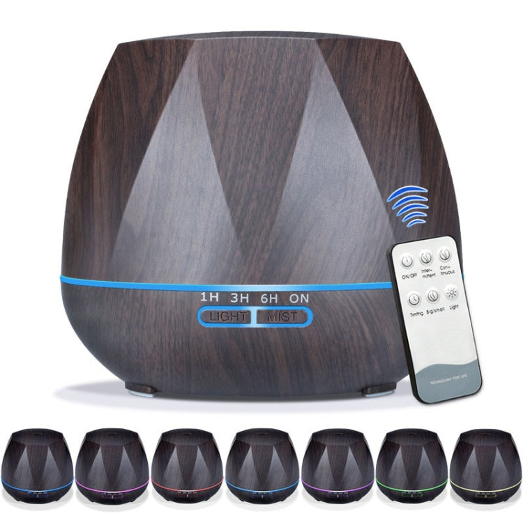 HC9143CA_2 Diamond Wood Grain Remote Control Ultrasonic Humidifier Aromatherapy Machine Automatic Alcohol Sprayer with LED Lights, Capacity: 400mL, UK Plug (Dark Wood Color) - Image 3