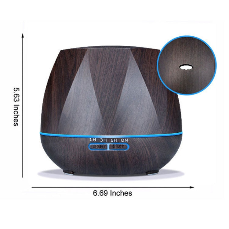 HC9143CA_3 Diamond Wood Grain Remote Control Ultrasonic Humidifier Aromatherapy Machine Automatic Alcohol Sprayer with LED Lights, Capacity: 400mL, UK Plug (Dark Wood Color) - Image 4