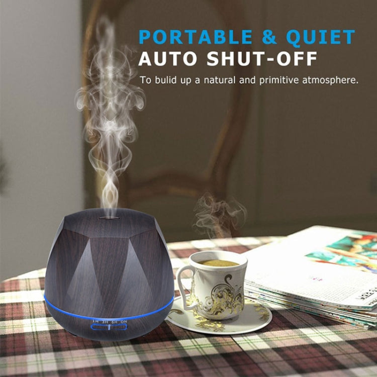 HC9143CA_6 Diamond Wood Grain Remote Control Ultrasonic Humidifier Aromatherapy Machine Automatic Alcohol Sprayer with LED Lights, Capacity: 400mL, UK Plug (Dark Wood Color) - Image 7