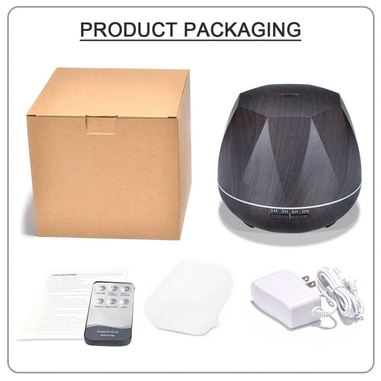 HC9143CA_8 Diamond Wood Grain Remote Control Ultrasonic Humidifier Aromatherapy Machine Automatic Alcohol Sprayer with LED Lights, Capacity: 400mL, UK Plug (Dark Wood Color) - Image 9