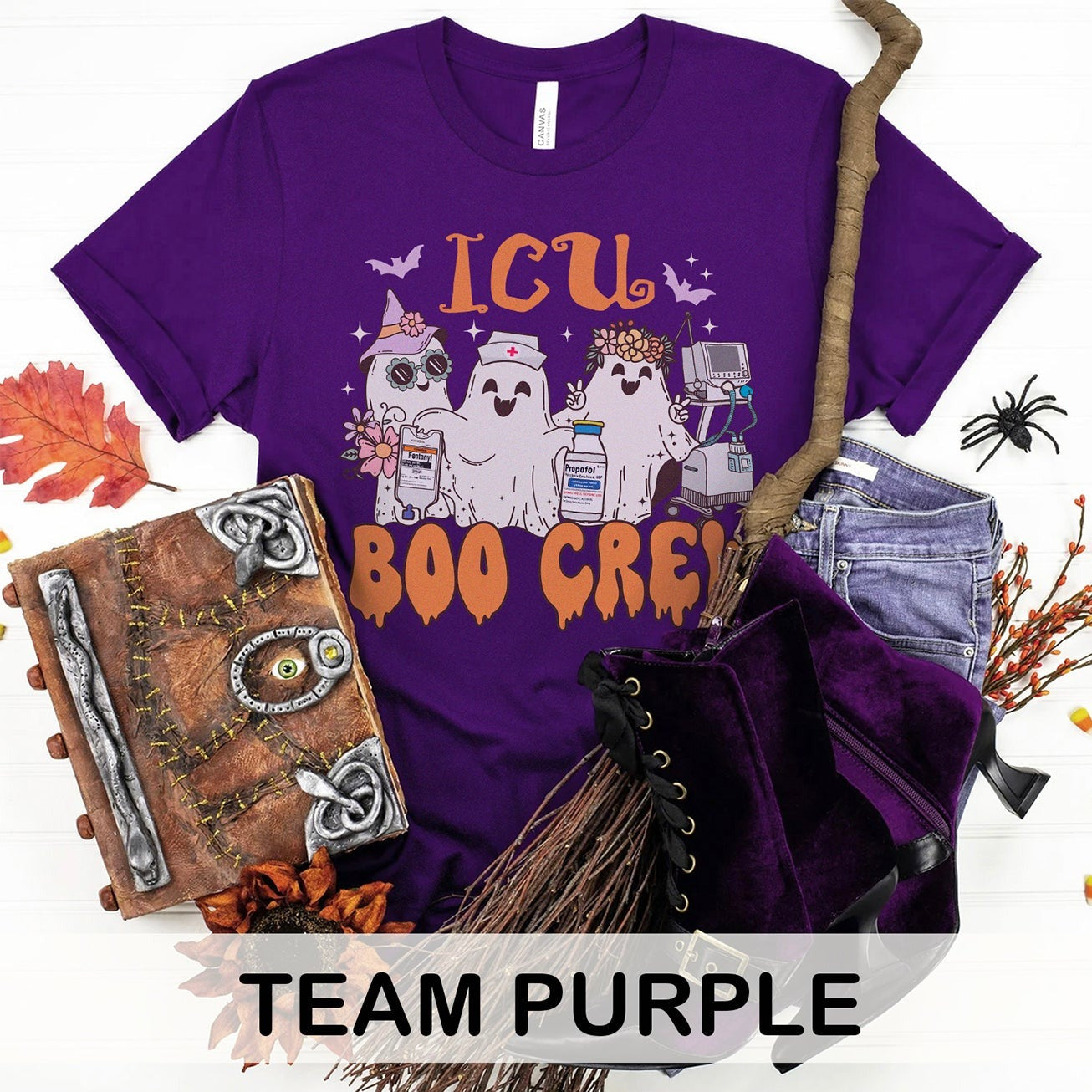 ICUboocrewghostscolors ICU Boo Crew Ghosts T-Shirt - Image 7