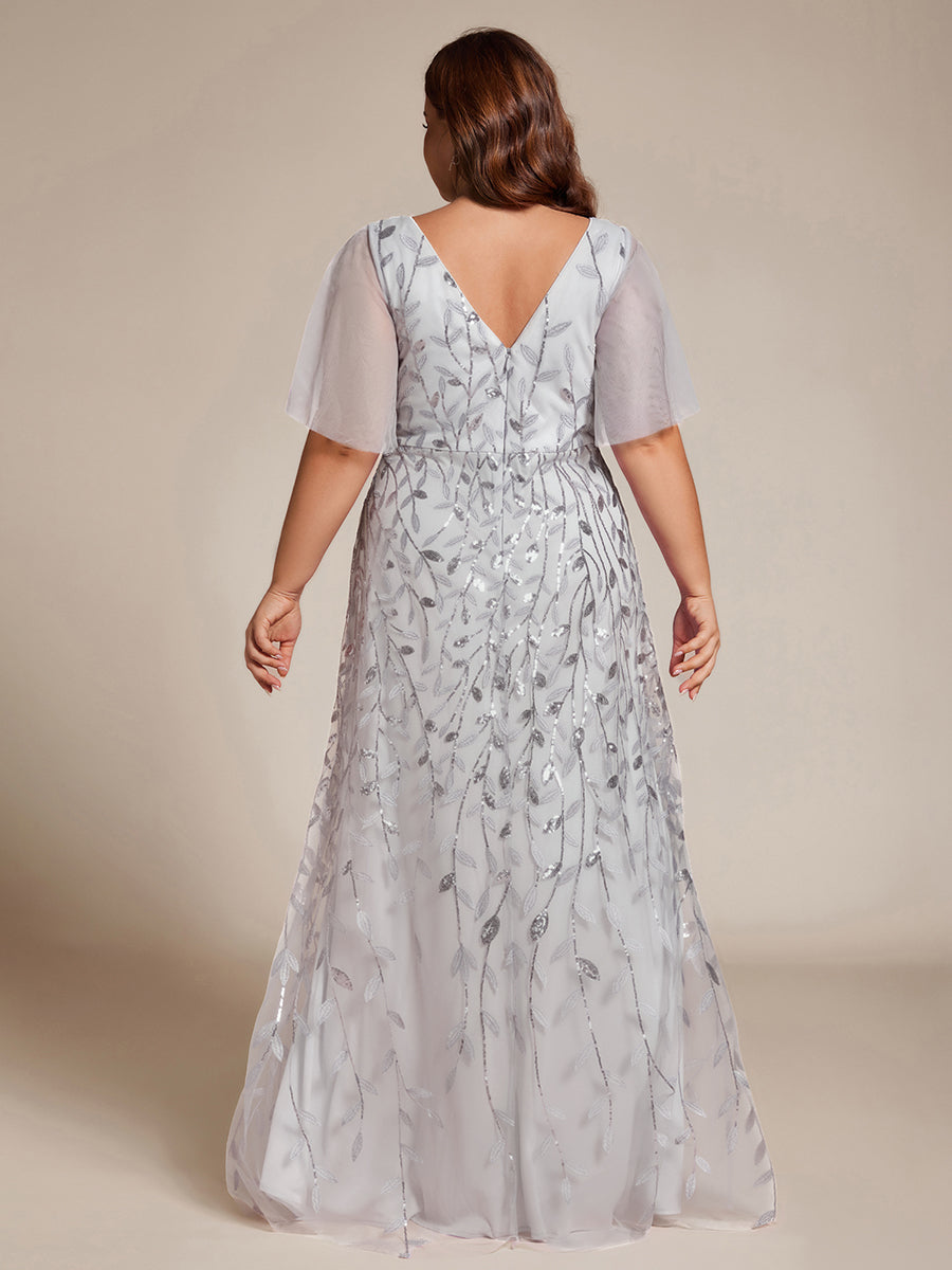 ME02083SV-PR2_d2647a65-ef9e-4ff7-b6eb-e6a6be24fae7 Short Sleeves Sequin High Low V-Neck Midi Formal Evening Dress - Image 117