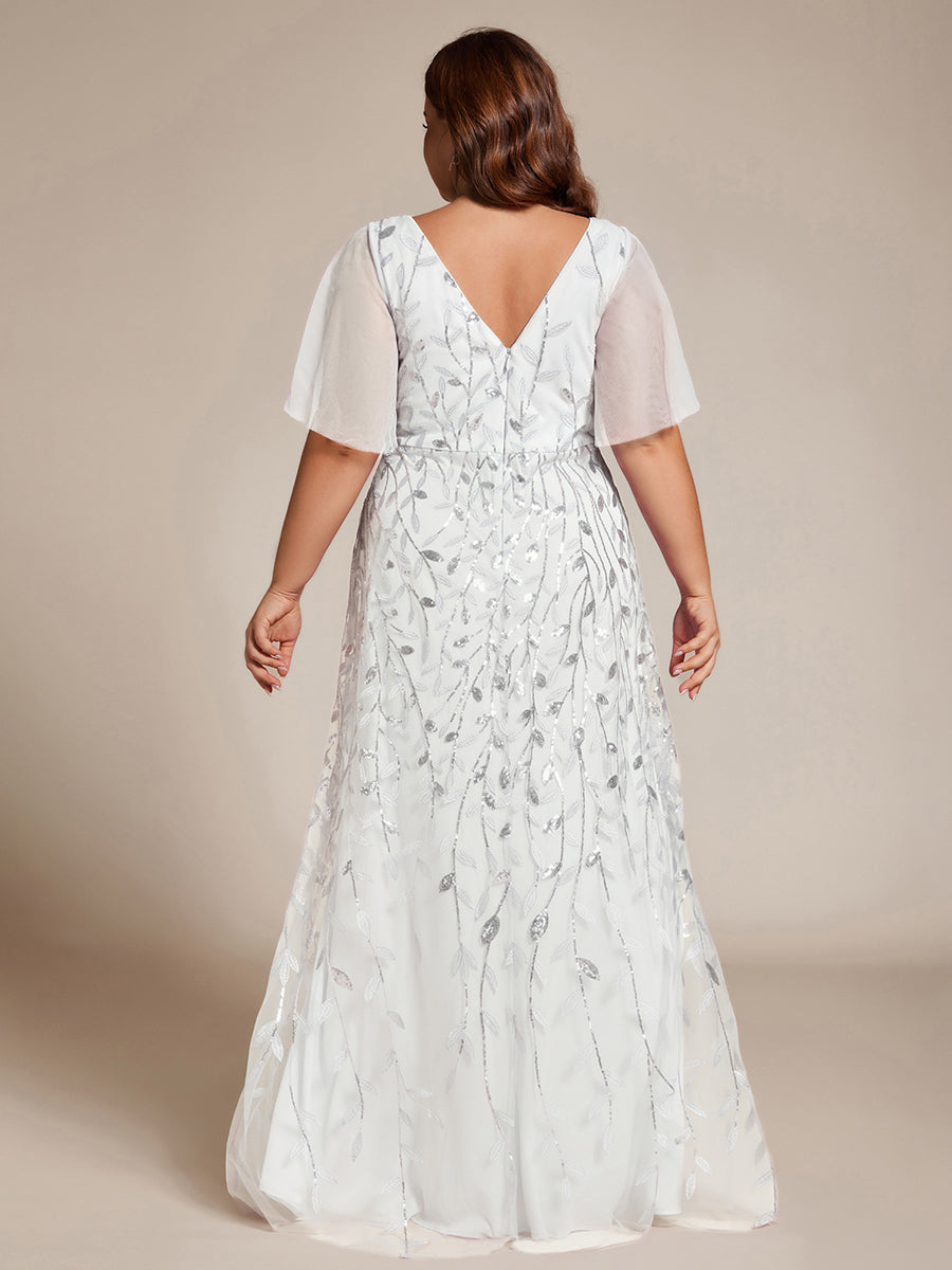 ME02083WH-PR2_d6b8833a-d19f-4355-a1de-aa399a6de4b1 Short Sleeves Sequin High Low V-Neck Midi Formal Evening Dress - Image 123