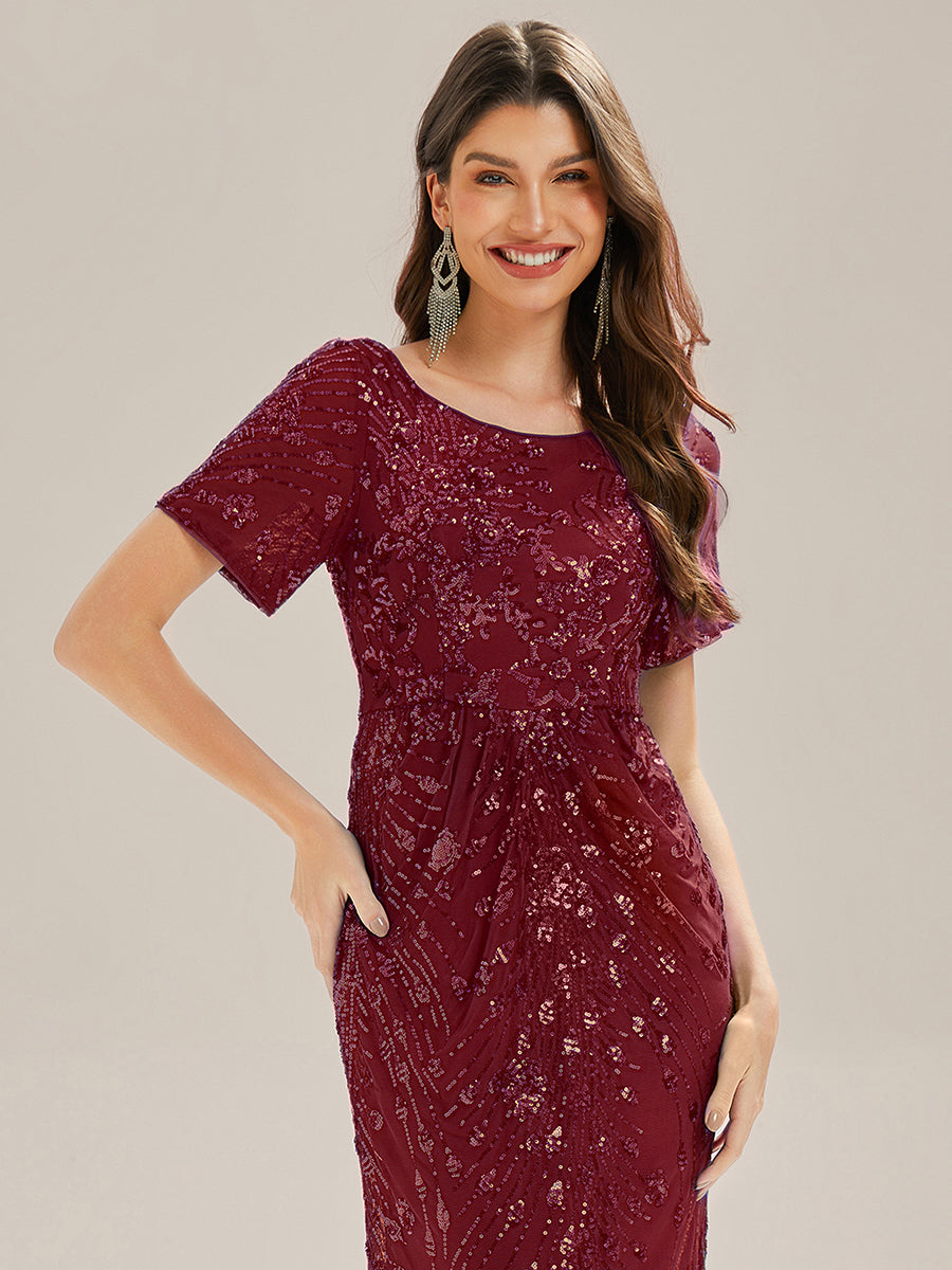 ME02387BD-R3_9c840761-f45c-4805-92c4-e35bb7c18201 Sequin Mermaid Round Neck Dress - Image 44