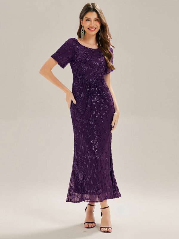 Sequin Mermaid Round Neck Dress - Image 60