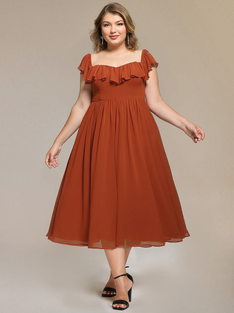 ME02498BO-R Tie-Front Chiffon Ruffle Sleeve Evening Dress - Image 1