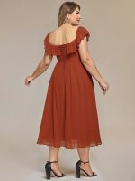 Tie-Front Chiffon Ruffle Sleeve Evening Dress - Image 2