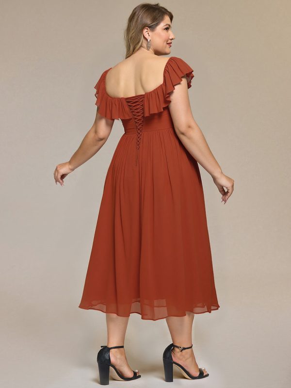 Tie-Front Chiffon Ruffle Sleeve Evening Dress - Image 2