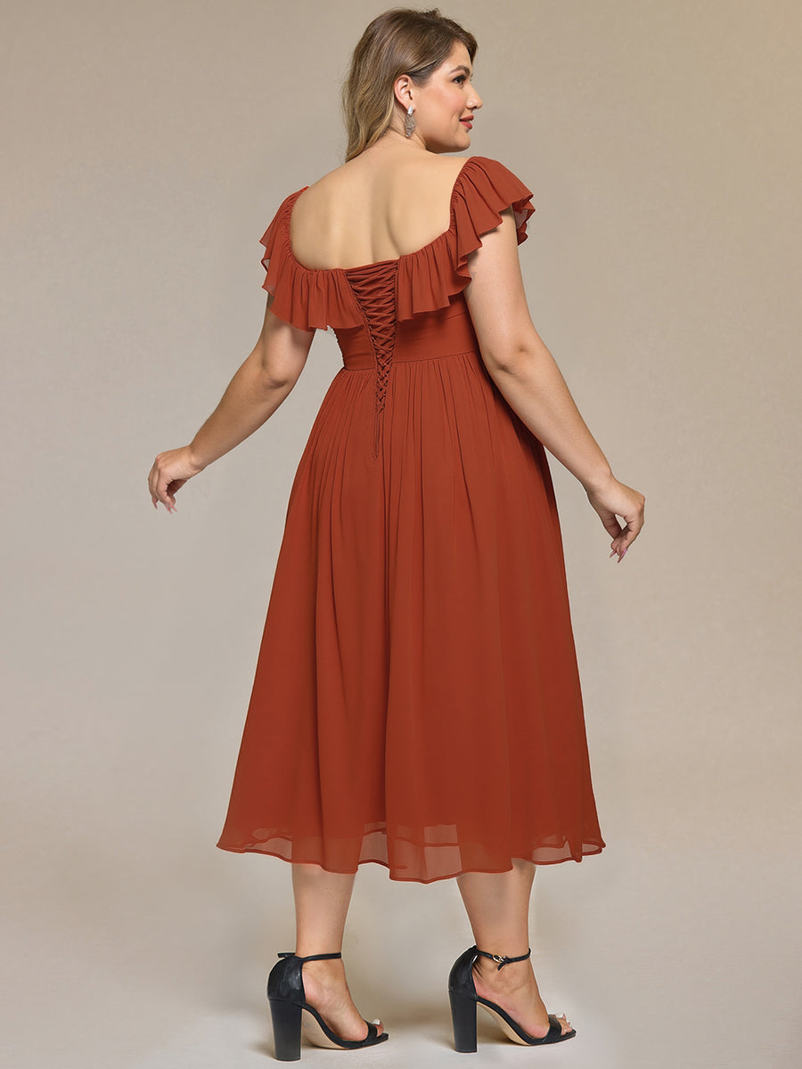 ME02498BO-R2 Tie-Front Chiffon Ruffle Sleeve Evening Dress - Image 2