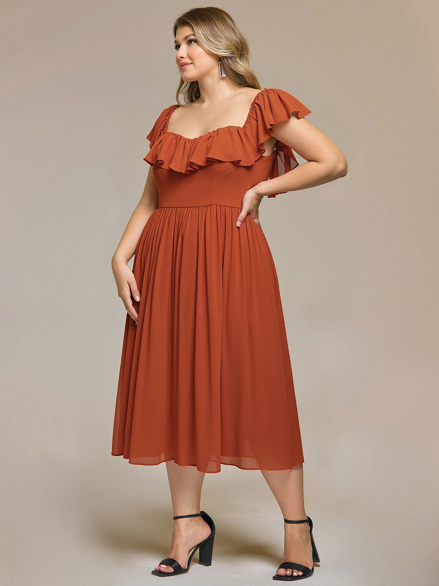 ME02498BO-R3 Tie-Front Chiffon Ruffle Sleeve Evening Dress - Image 3