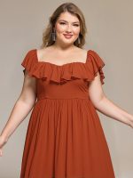 Tie-Front Chiffon Ruffle Sleeve Evening Dress - Image 4