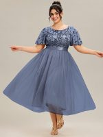 Round Neck Sequin Ruffle Sleeve Dress - Image 13