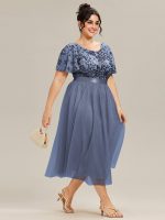 Round Neck Sequin Ruffle Sleeve Dress - Image 14