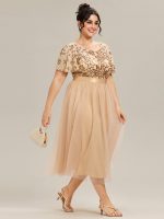 Round Neck Sequin Ruffle Sleeve Dress - Image 7