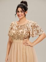 Round Neck Sequin Ruffle Sleeve Dress - Image 6