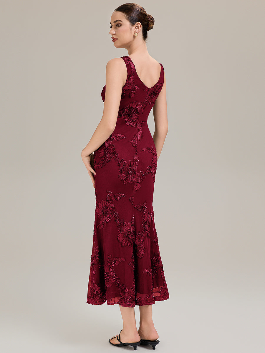 ME02605BD-R2 Deep V-Neck Embroidered Sleeveless Evening Dress - Image 16