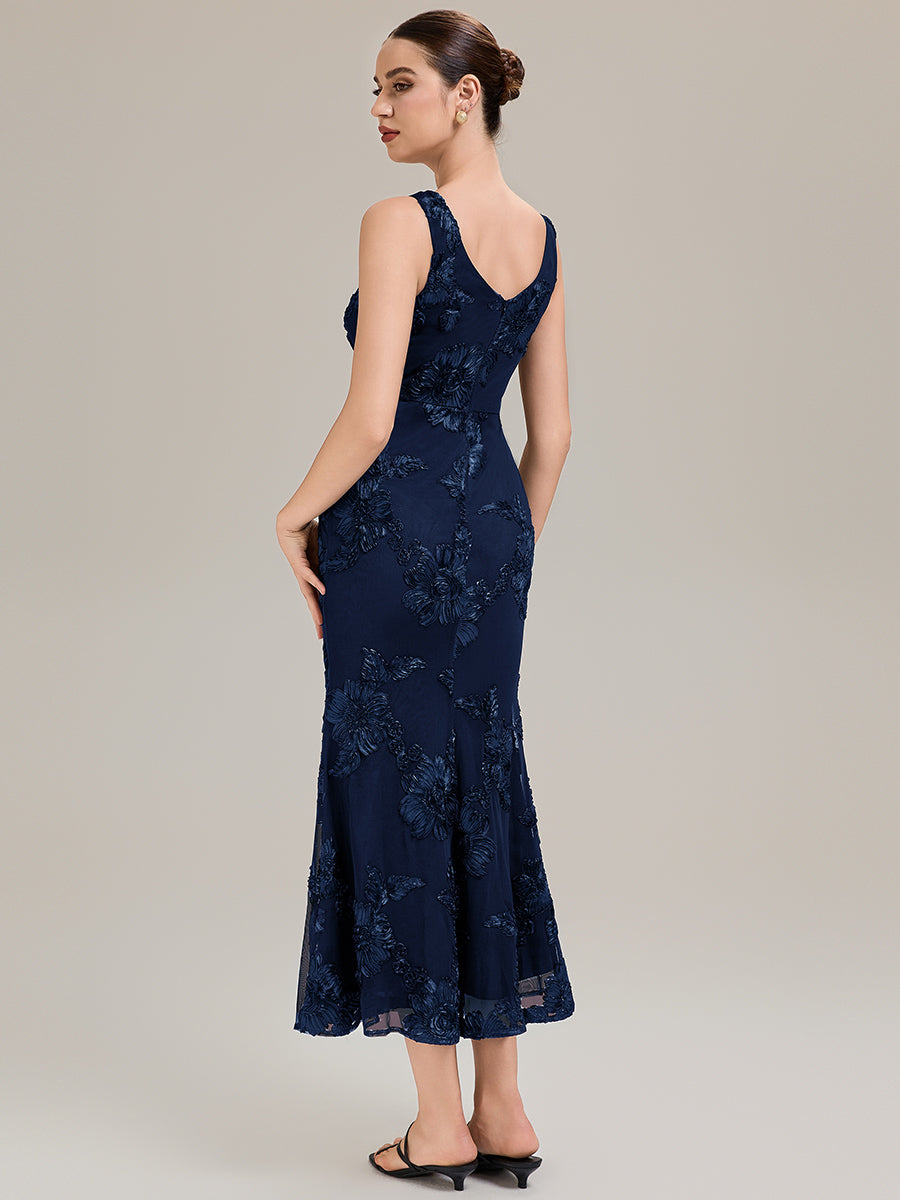 ME02605NB-R2 Deep V-Neck Embroidered Sleeveless Evening Dress - Image 10