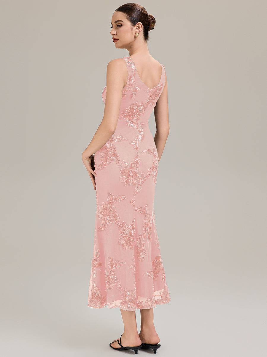 ME02605PK-R2 Deep V-Neck Embroidered Sleeveless Evening Dress - Image 13