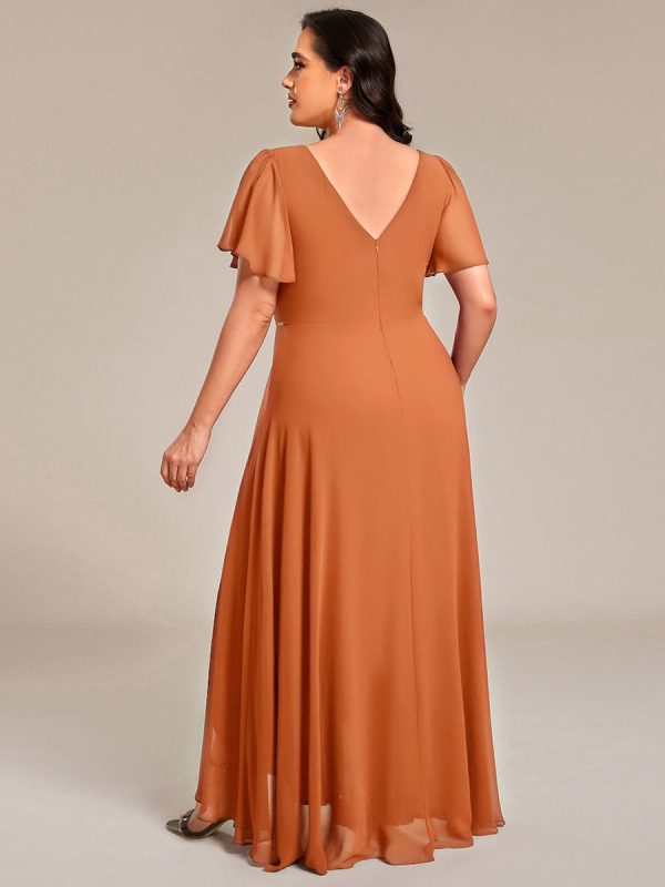 Double V-Neck Waist Trimmed Chiffon Formal Evening Dress - Image 57