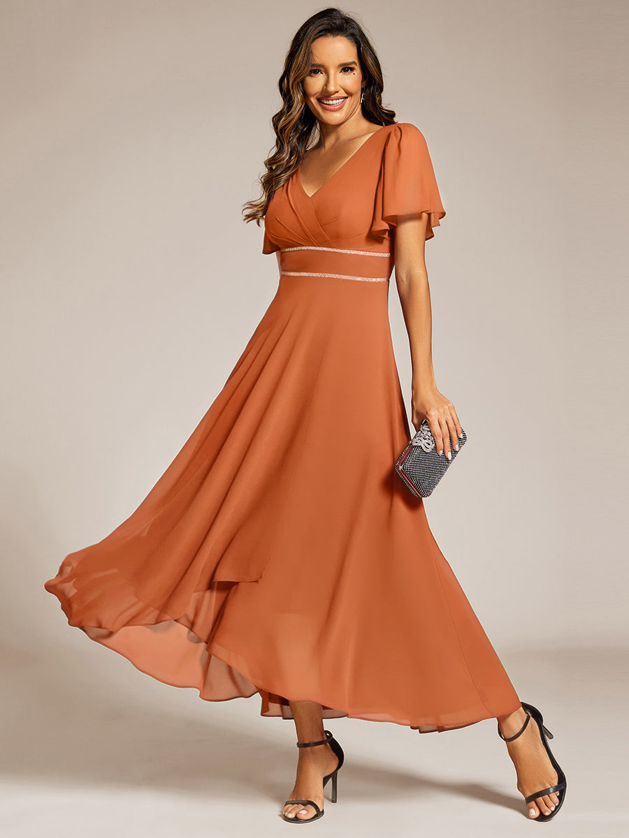 ME41981BM-R Double V-Neck Waist Trimmed Chiffon Formal Evening Dress - Image 53