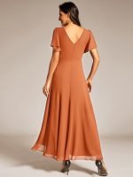 Double V-Neck Waist Trimmed Chiffon Formal Evening Dress - Image 54