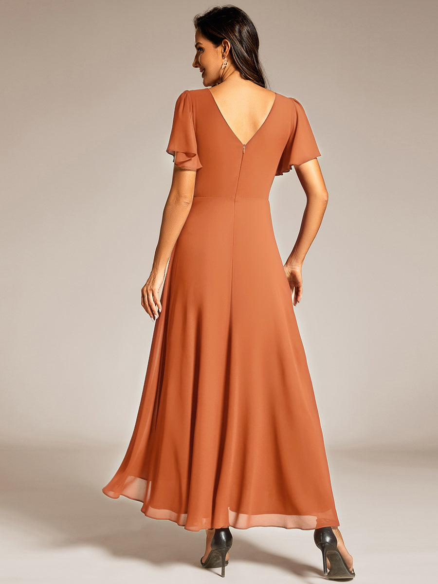 ME41981BM-R2 Double V-Neck Waist Trimmed Chiffon Formal Evening Dress - Image 54