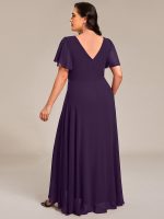 Double V-Neck Waist Trimmed Chiffon Formal Evening Dress - Image 45