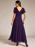 Double V-Neck Waist Trimmed Chiffon Formal Evening Dress - Image 43