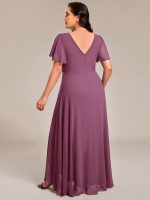 Double V-Neck Waist Trimmed Chiffon Formal Evening Dress - Image 63