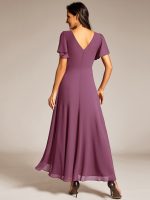 Double V-Neck Waist Trimmed Chiffon Formal Evening Dress - Image 60