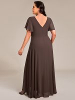 Double V-Neck Waist Trimmed Chiffon Formal Evening Dress - Image 69