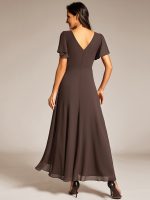 Double V-Neck Waist Trimmed Chiffon Formal Evening Dress - Image 66