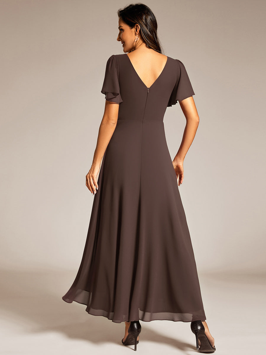 ME41981ES-R2 Double V-Neck Waist Trimmed Chiffon Formal Evening Dress - Image 66